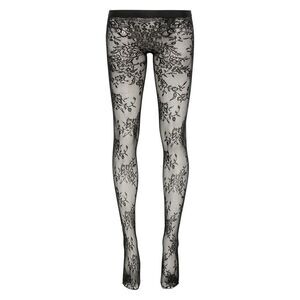 Alexander Mcqueen Women Floral Lace Tights In Crimson
